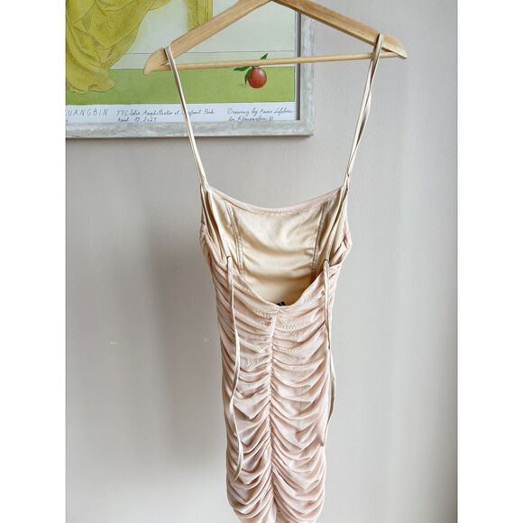 Cream Ruched Dress - Picture 3 of 5